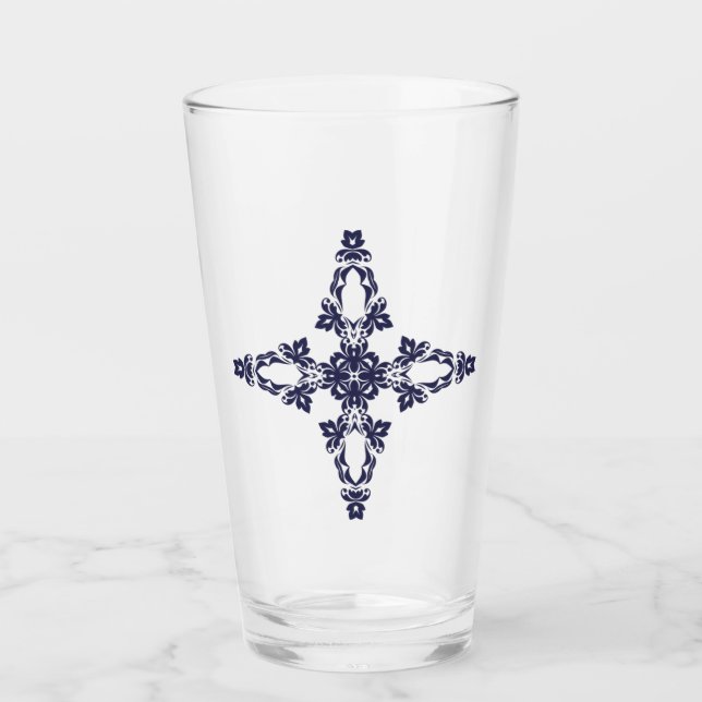 Cruz cristiana con ornamento azul (Anverso)