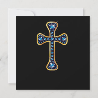 Cruz cristiana con piedras de "zafiro"