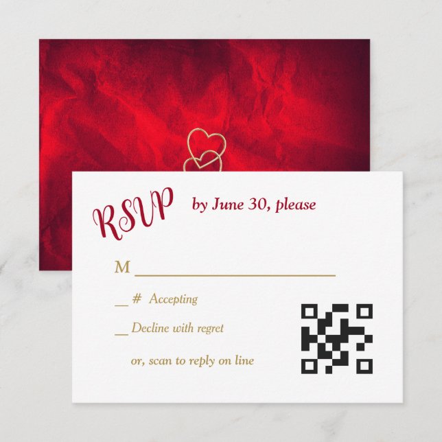 Cruz Cristiana de Oro Rojo Boda RSVP (Anverso / Reverso)