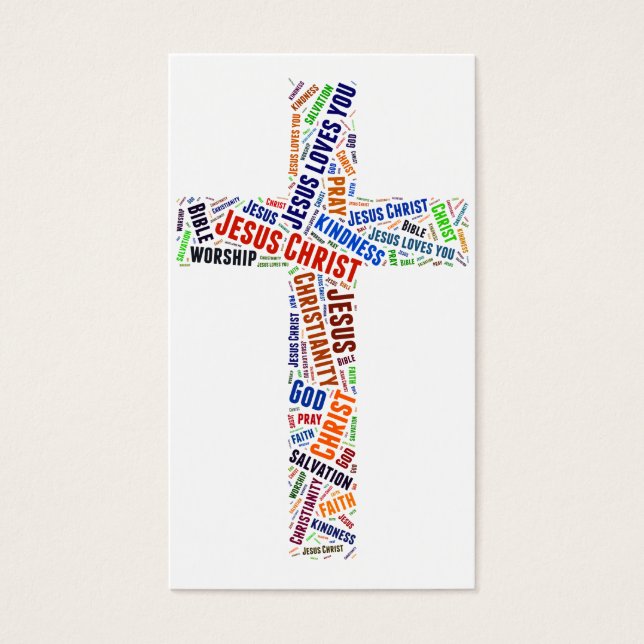 Cruz cristiana de palabra colorida (Frente)