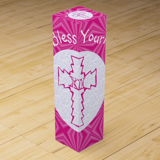 Cruz cristiana del zigzag de las rosas fuertes en caja para vino