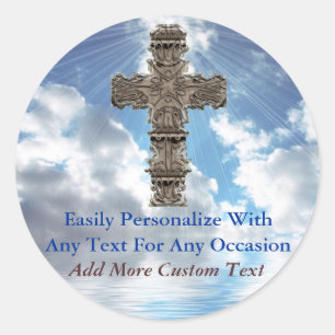 Cruz cristiana en los pegatinas hermosos del cielo