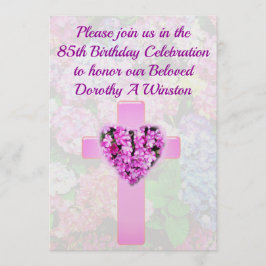 CRUZ CRISTIANA Y FLORAL 85º CUMPLEAÑOS INVITACIÓN
