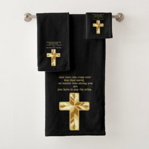 Cruz Crucifijo Cristiana de Oro con un dicho graci