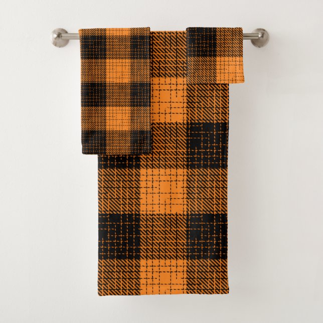 Cruz de cuadros de búfalo naranja y negro (In situ)