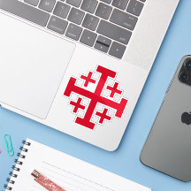 Cruz de Jerusalén Pegatina Cristiana Deus Vult