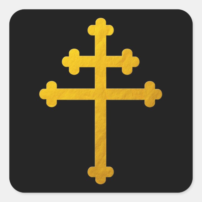 Cruz de Lorena de Oro sobre Pegatinas negros/crist (Anverso)
