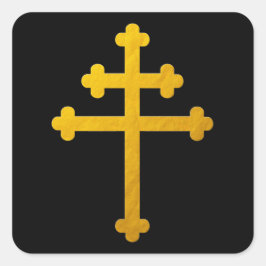 Cruz de Lorena de Oro sobre Pegatinas negros/crist