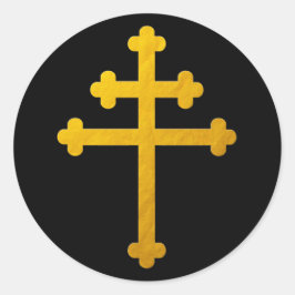 Cruz de Lorena de Oro sobre Pegatinas negros/crist
