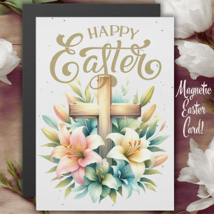Cruz De Madera Con Lilies Personalizado Pascua Cri