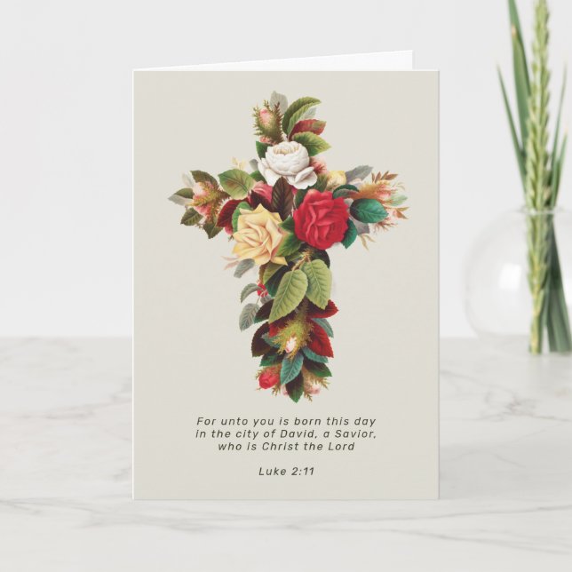 Cruz de Navidad religiosa y Escritura (Anverso)