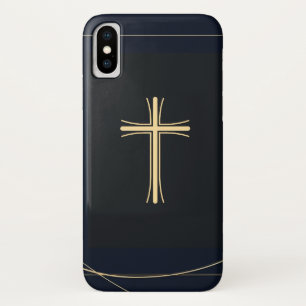 Cruz de oro minimalista en Funda para iPhone X neg