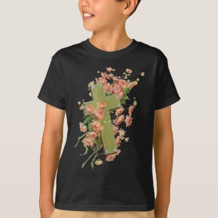Cruz de Pascua con flores rosadas Camisa Unisex Ne