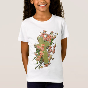 Cruz de Pascua con flores rosas Camisa de Chicas b
