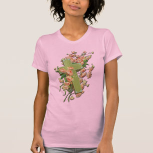 Cruz de Pascua con flores rosas Camisa rosa de vac