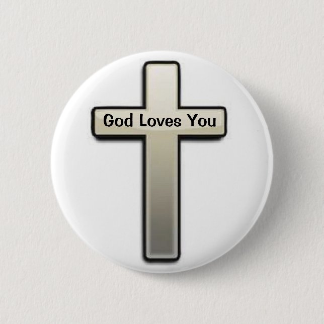 Cruz de plata botón Dios te ama (Anverso)