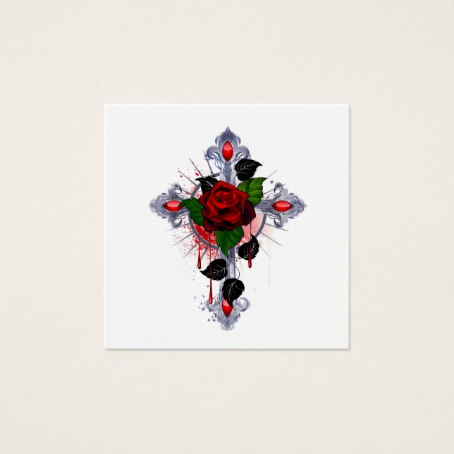 Cruz de Plata con una Rosa Roja (Anverso)