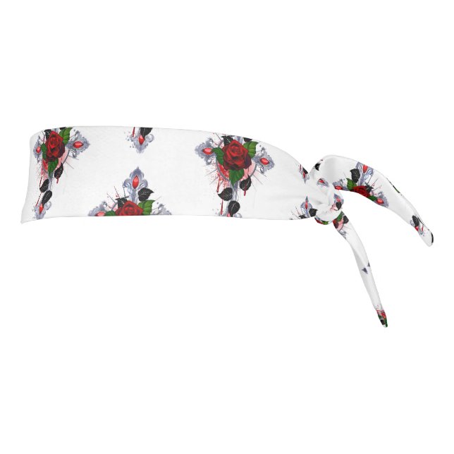 Cruz de Plata con una Rosa Roja (Girar 90)