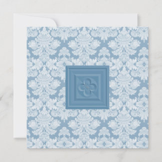 Cruz de Quatrefoil y invitación azul del boda del