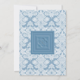Cruz de Quatrefoil y invitación azul del boda del