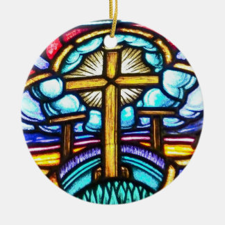 Cruz de ventana de vidrio emplomado Ornamento de N