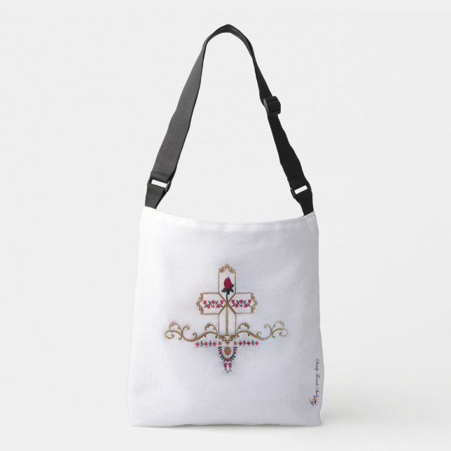 Cruz del oro y bolso de Crossbody del rosa rojo (Anverso)