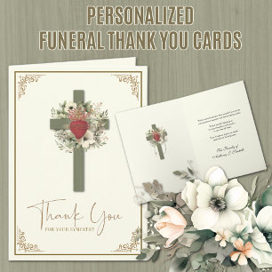 Cruz Floral Católica Funeral Agradecimiento Condol