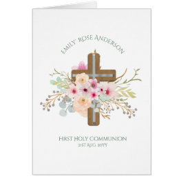 Cruz Floral de la Santa Comunión Personalizada