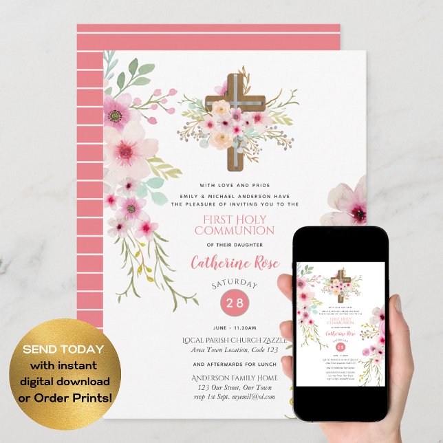 Cruz Floral Primero Chica de Invitación de la Sant (Subido por el creador)