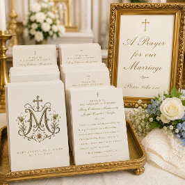 Cruz Monograma Mariana de Oro Boda Católica