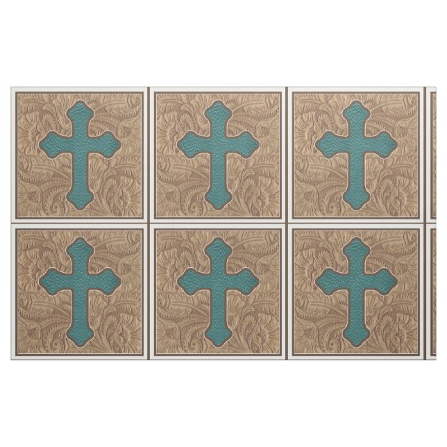 Cruz Occidental Verde azulada / Tela de cuero fals ("Cuarto gordo" (fat quarter))