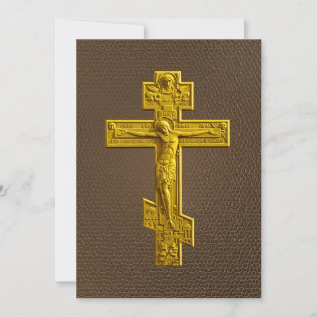 Cruz ortodoxa rusa dorada (Anverso)