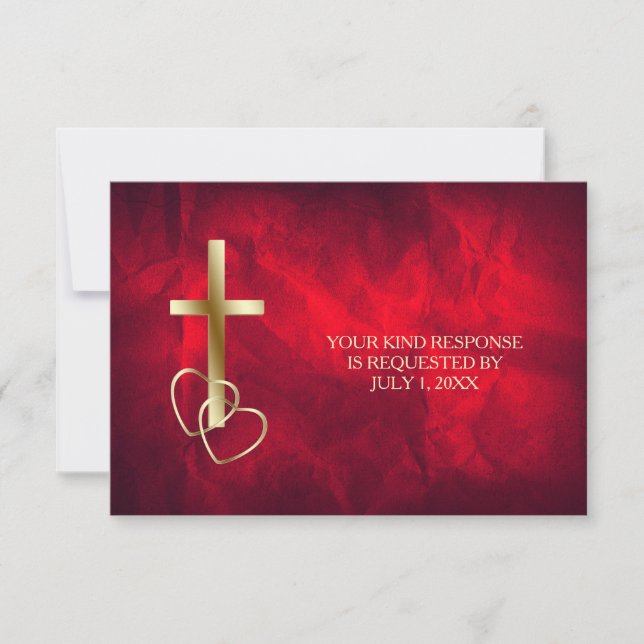 Cruz Roja Oro Cristiana Boda RSVP (Anverso)