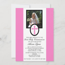 Cruz rosada con la invitación de la comunión de la