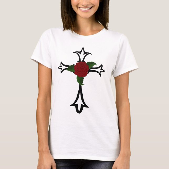 Cruz Tribal Con Una Camiseta Rosa Roja (Anverso)