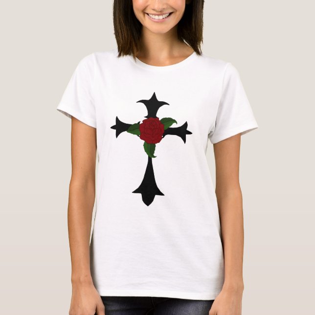 Cruz Tribal Negra Con Una Camiseta Rosa (Anverso)
