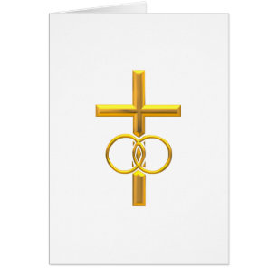 Cruz tridimensional de oro con los anillos de