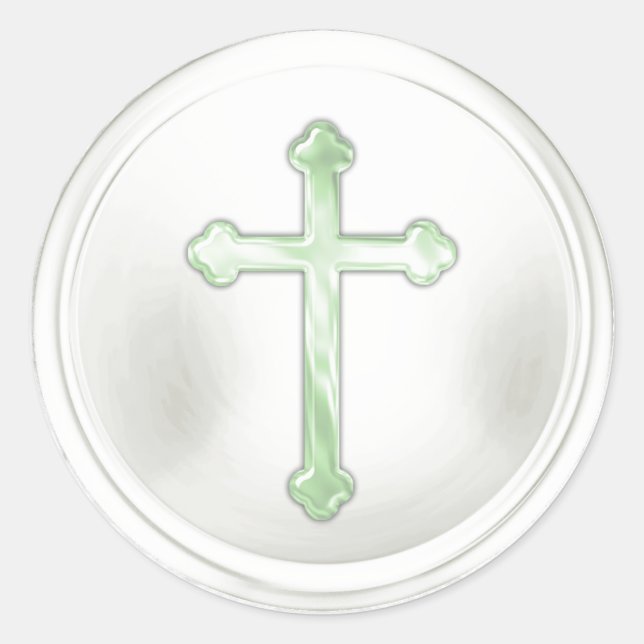 Cruz Verde en Sello de Sobre Blanco Sticker (Anverso)