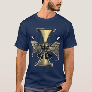 Cruza de hierro de cuerdas camiseta oscura masculi
