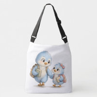 Bolso Azul Familia Pájaro Hombro
