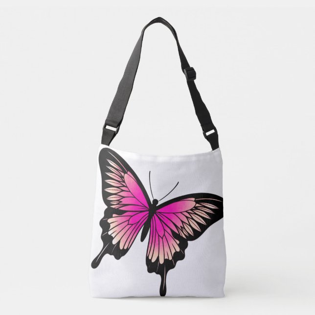 Cruzado Bolso bandolera con mariposa magenta preciosa (Anverso)