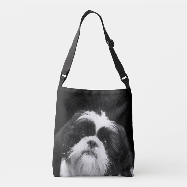Cruzado Bolso blanco y negro de Shih Tzu (Reverso)