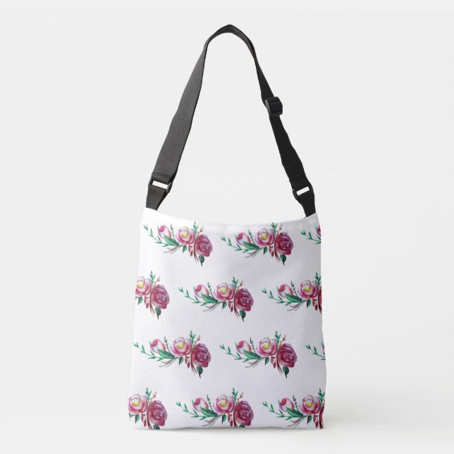 Cruzado Bolso de Arte Acuarela Rosas Rústicas (Anverso)