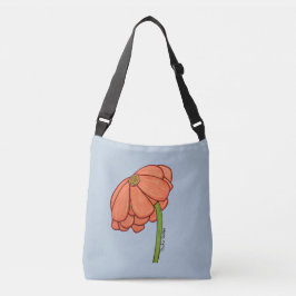 Cruzado Bolso de flores naranjas con fondo azul