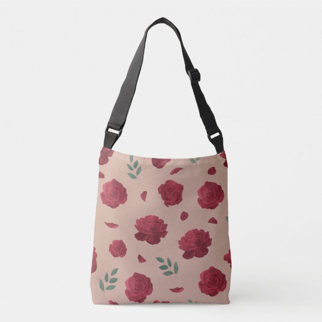 Cruzado Bolso de hombro con estampado de rosas | Bolso tot (Anverso)