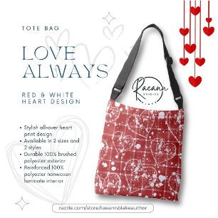 Cruzado Bolso de mano con diseño de corazón rojo y blanco 