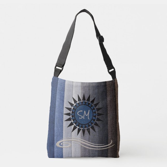 Cruzado Bolso de mano personalizado Tonos Azules Naturales (Anverso)