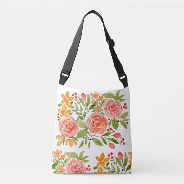 Cruzado Bolso de ramo de rosas acuarela (Anverso)