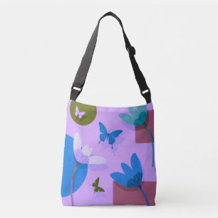 Cruzado Bolso de Tote Floral Azul – Diseño Abstracto Moder