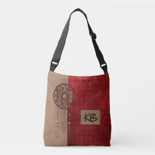 Cruzado Bolso Elegante con Monograma Rojo y Caqui Soñador